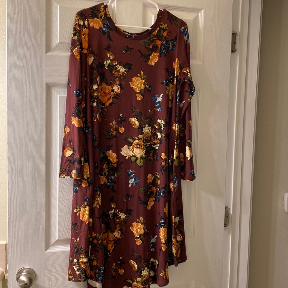 Maroon floral dress